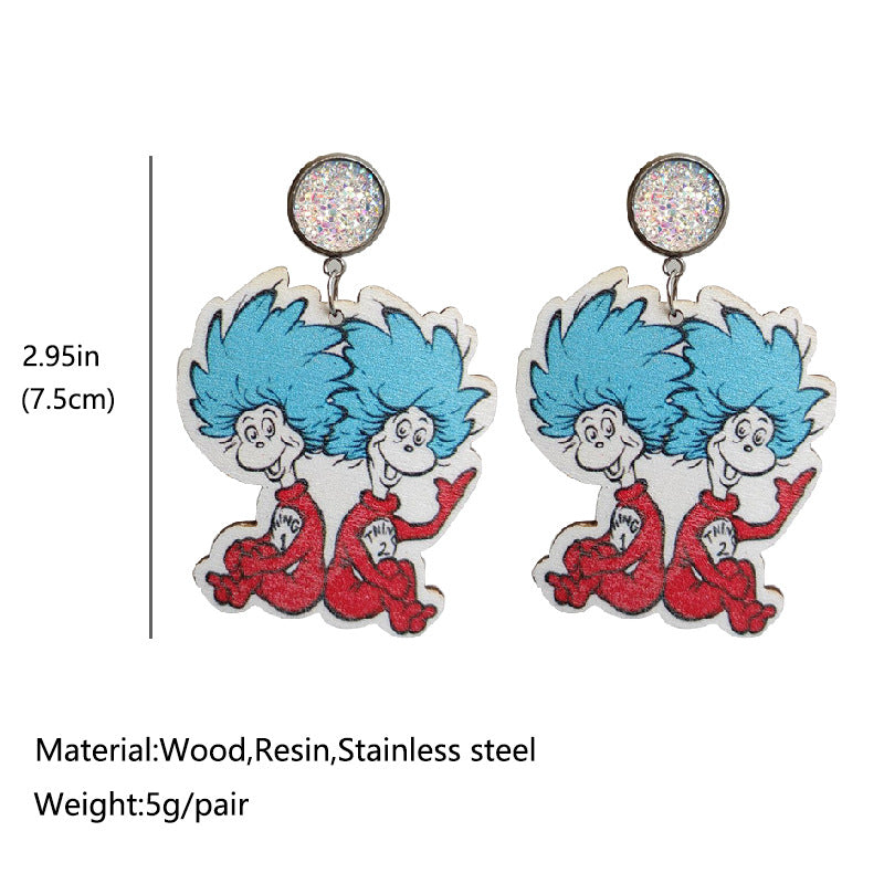 Wholesale Student Teacher Shiny Wooden Earrings